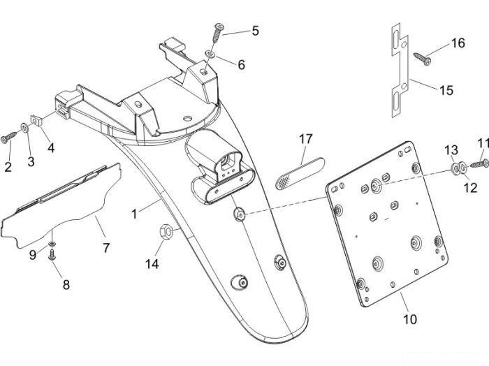 Piaggio Hinterabdeckung - Kotflügellappen Beverly 125