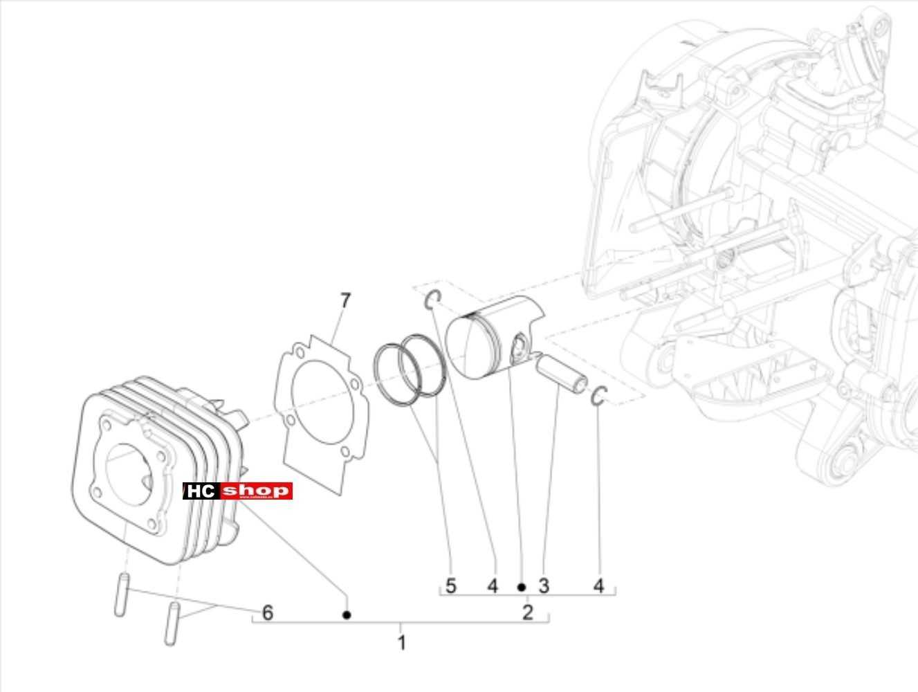 Aprilia SR 50 Motard 2T E4 - Motor Einheit Zylinderkolben