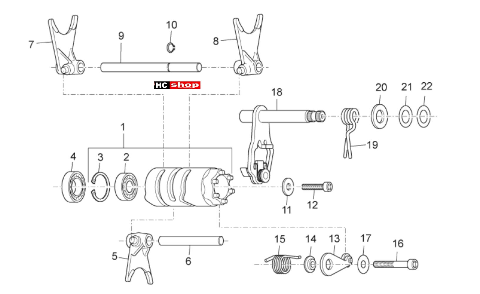 Aprilia RX-SX 125 - Motor-Getriebeschaltung