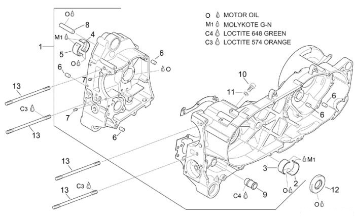 Aprilia Kurbelwellengehäuse Leonardo ST 125-150
