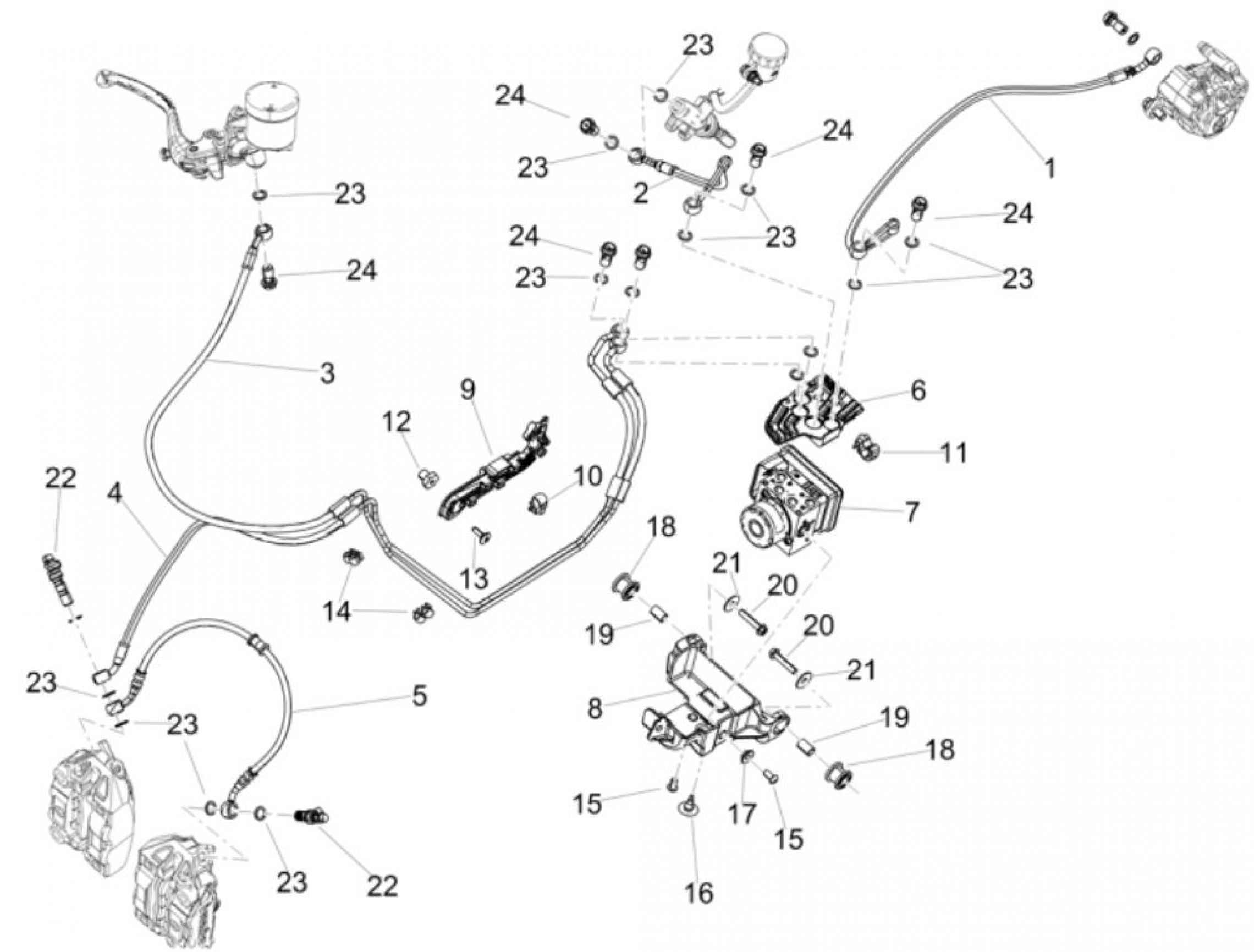 Explosionszeichnung Aprilia RS 660 / RS 660 E5+ / RS 660 Factory E5+ Bremsanlage ABS
