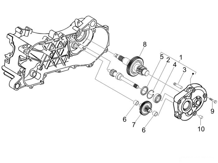 Piaggio Einheit Getriebe Fly 50 2T