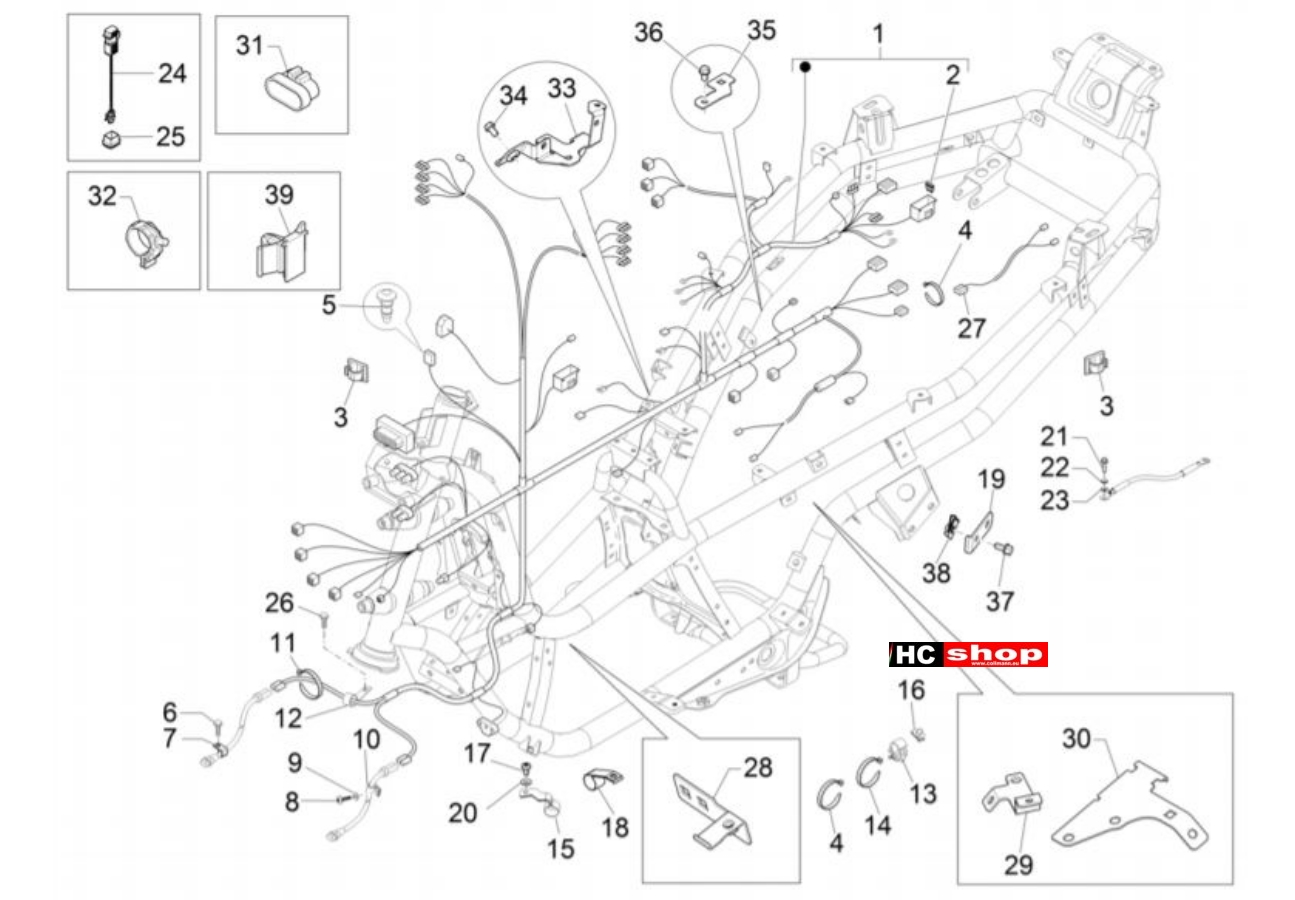 Piaggio MP3 350 Sport E4 ABS Elektrische Anlage Hauptkabelbaum