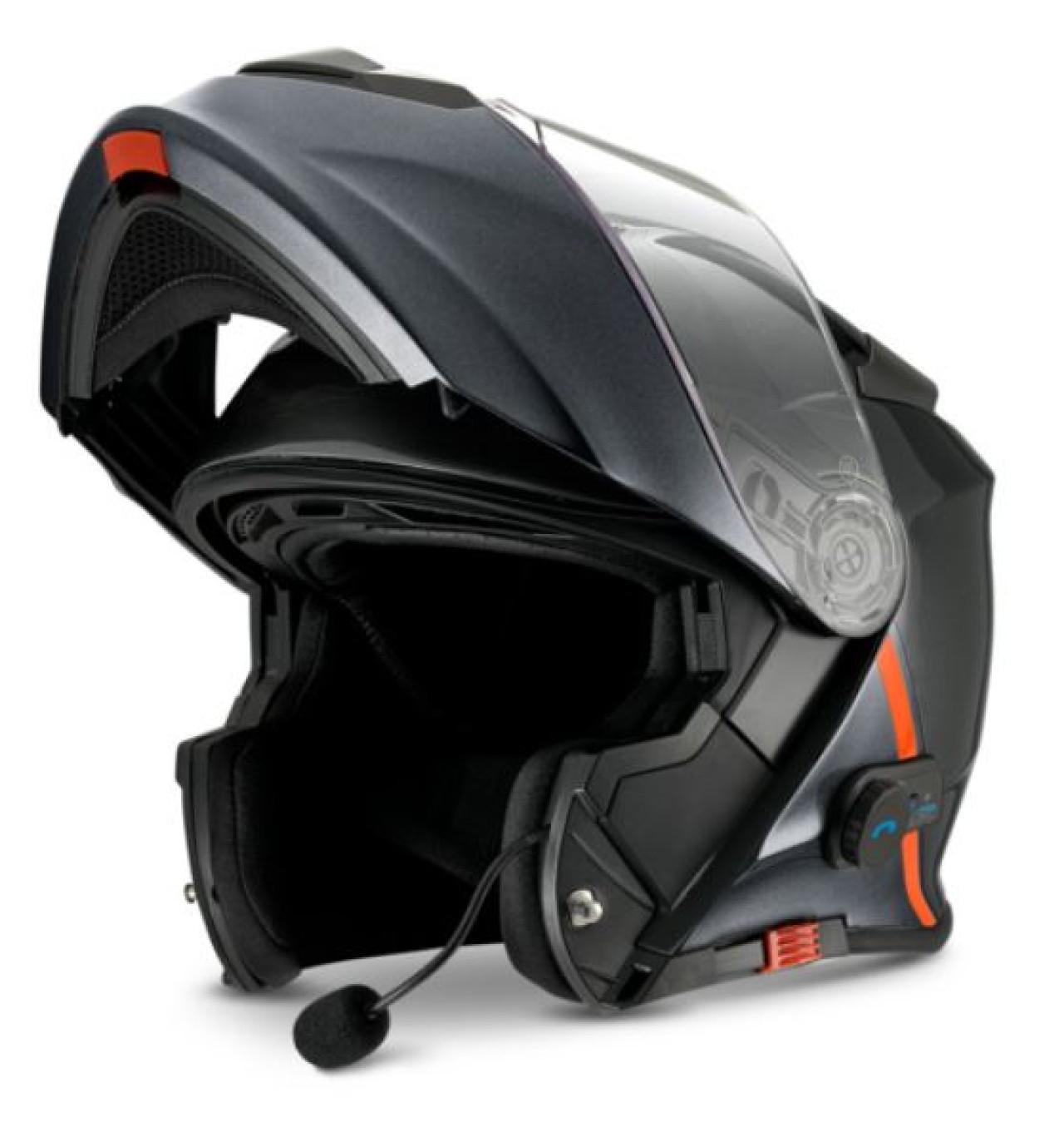 Moto Guzzi Klapphelm mit Bluetooth, schwarz glänzend, ECE 22.06