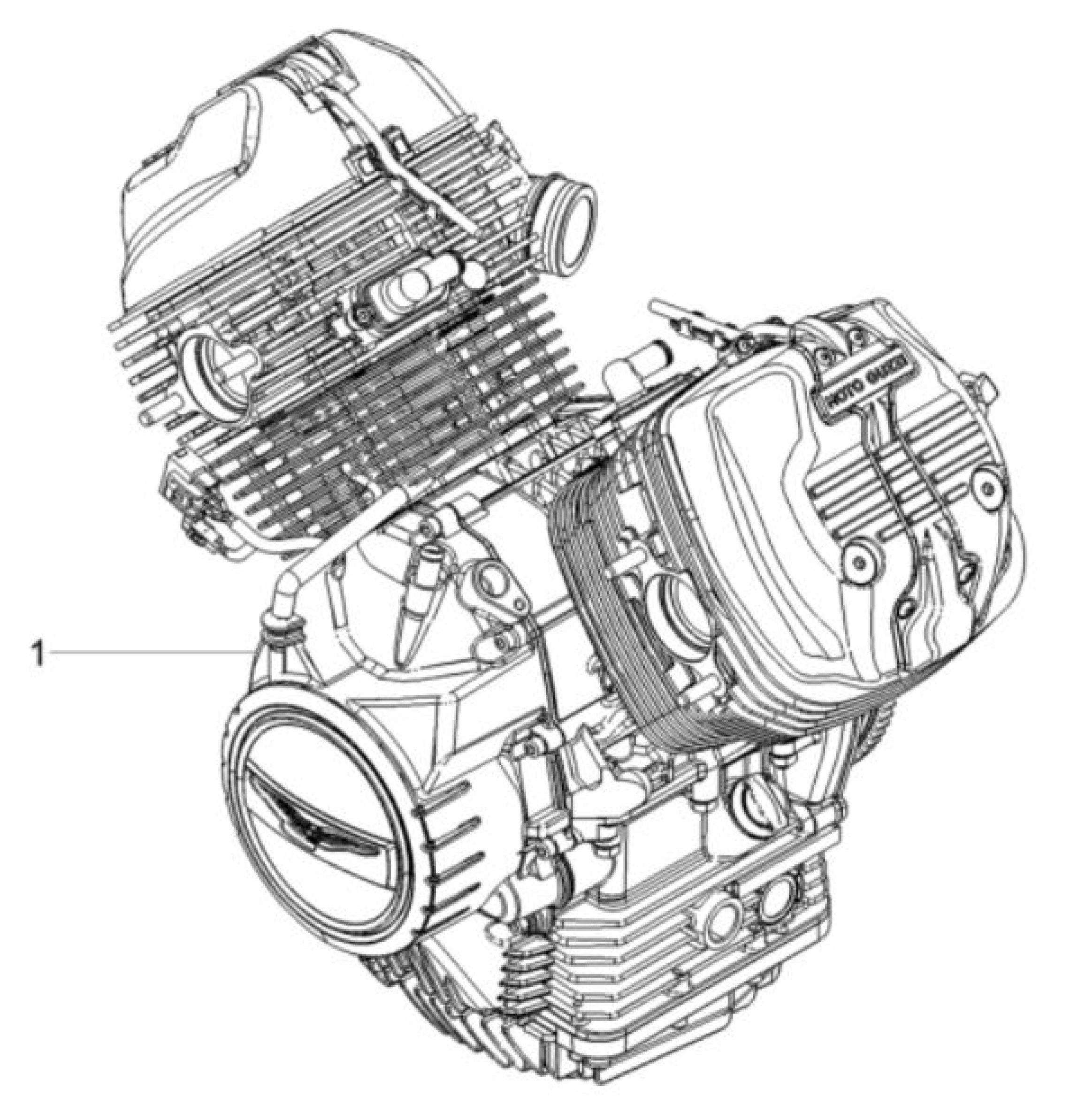 Explosionszeichnung Moto Guzzi V7 Spezial 850 u. a. Motor