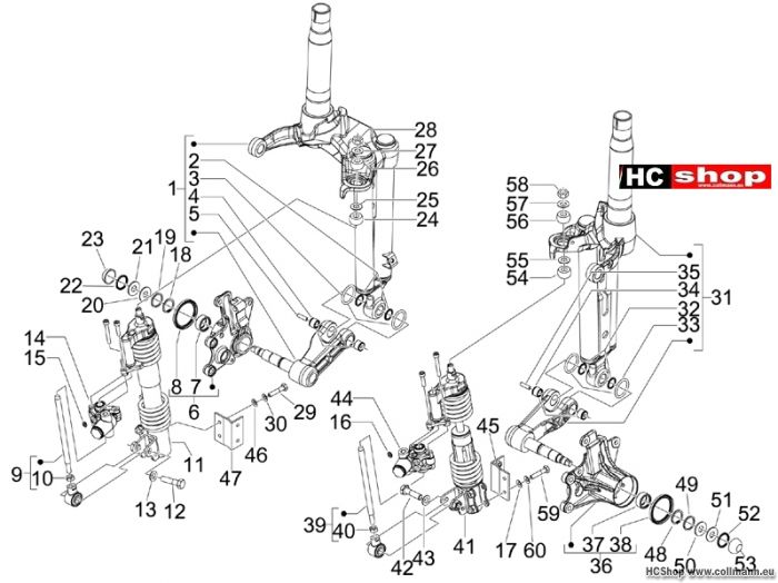 Piaggio Componenti della forcella Mingxing MP3 400 Sp.