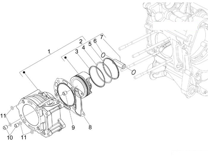 Piaggio Einheit Zylinder-Kolben-Kolbenbolzen X7 250