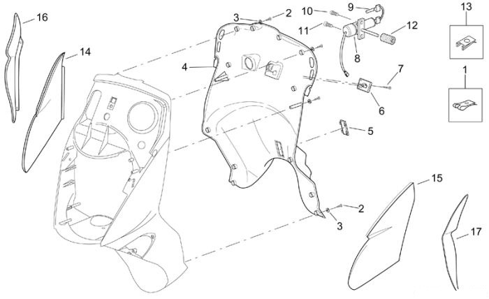 Aprilia Frontaufbau - Innenschild Leonardo ST 125-150