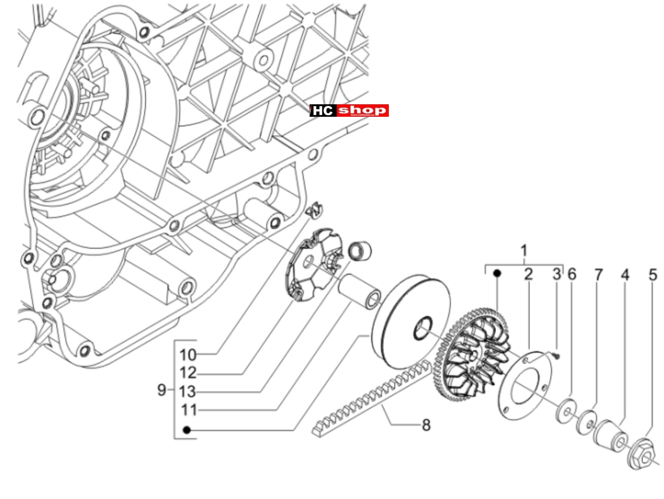 Piaggio Liberty 125 2V Motor Antriebsriemenscheibe