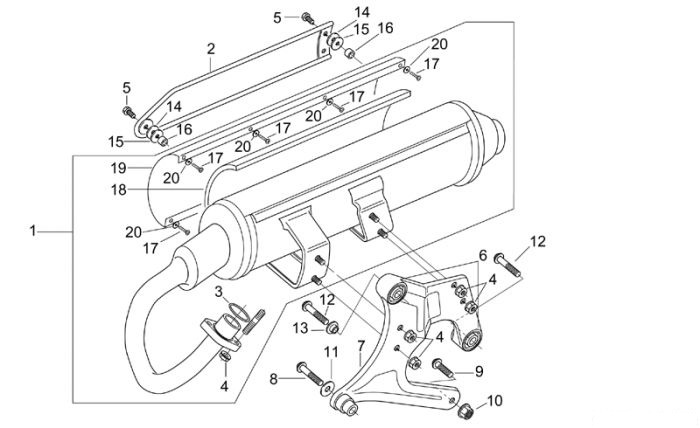 Aprilia Auslassgruppe Leonardo ST 125-150