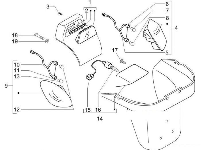 Piaggio Hinterleuchten - Blinkleuchten X9 250