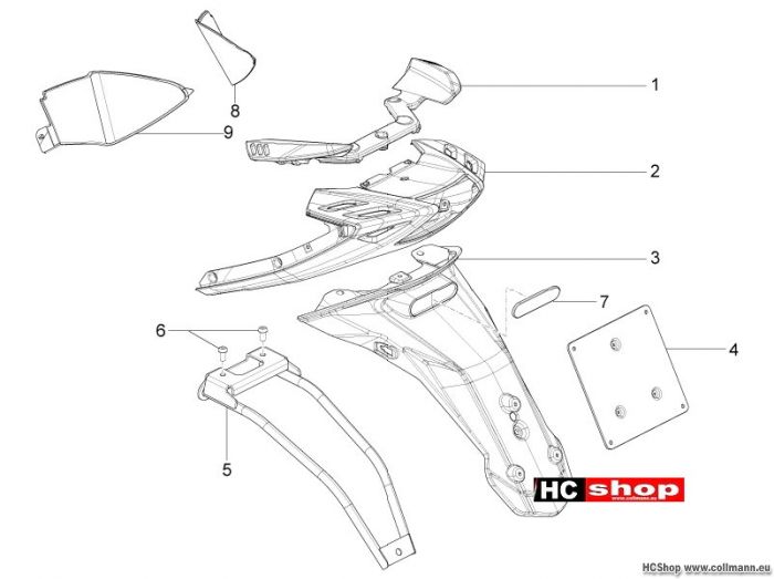 Aprilia Motard 50 Hinterabdeckung - Kotflügellappen