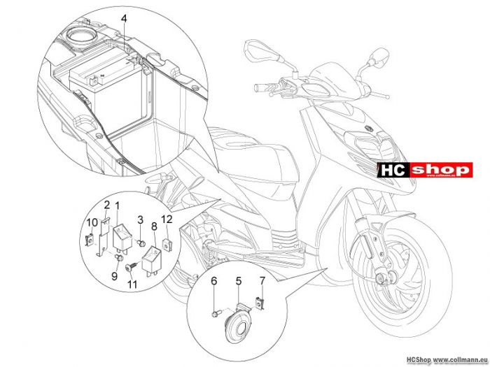 Aprilia Motard 50 Fernschalteren - Batterie - Hupe