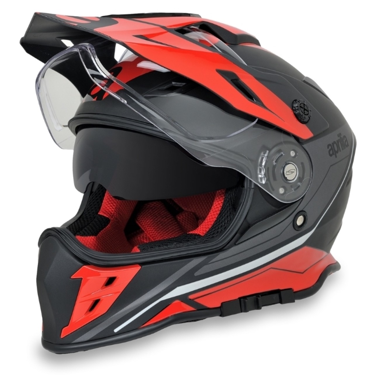 2 - Aprilia Off Road Helm Multiroad, schwarz, rot, matt, XS, Thermoplast, ECE 22.05