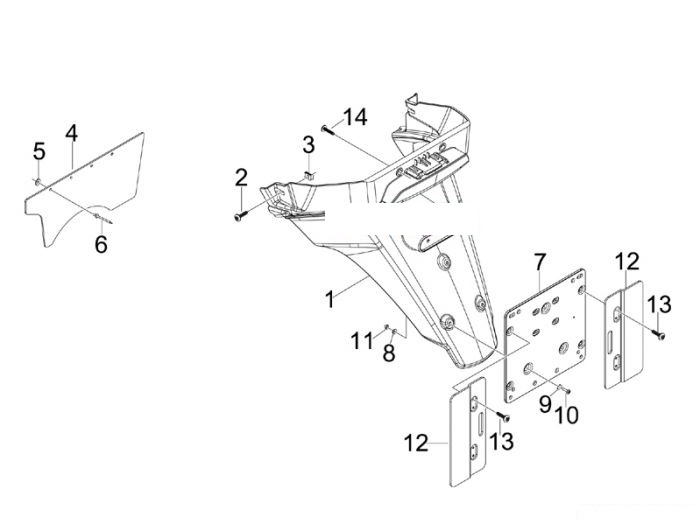 Piaggio Hinterabdeckung - Kotflügellappen X7 250