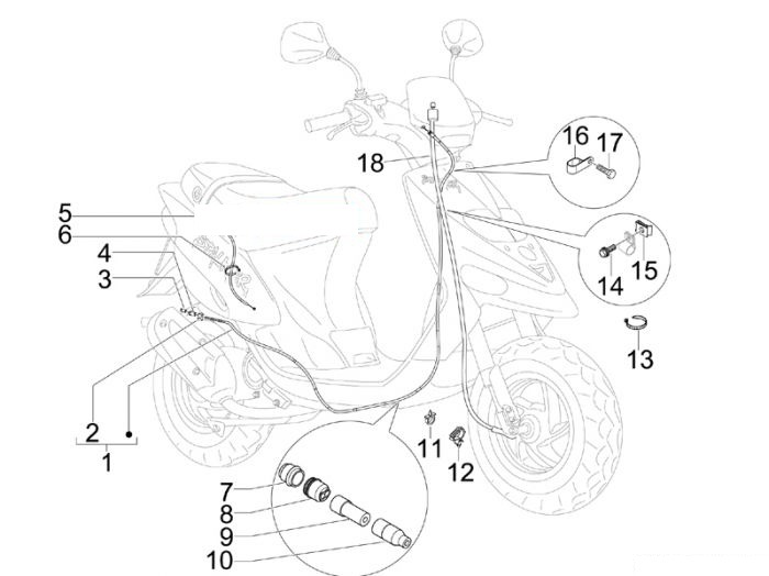 Gilera Bowdenzügen Stalker 50