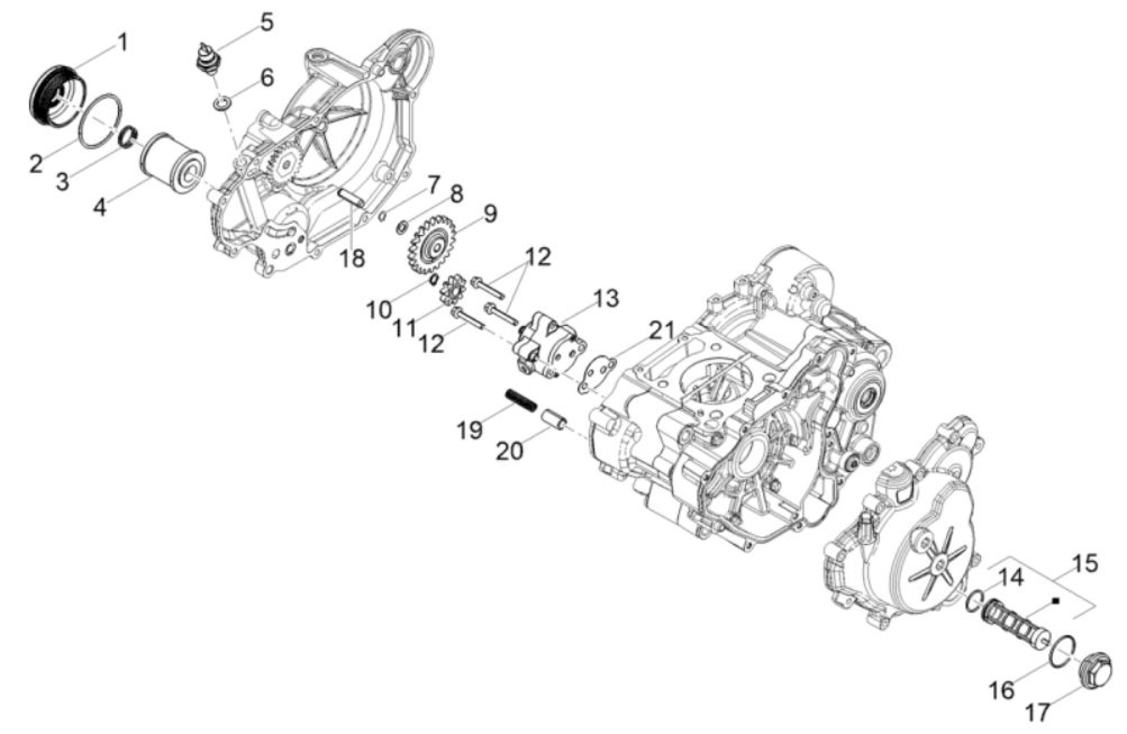 Explosionszeichnung Aprilia RS 125 E5+ / Tuono 125 / Tuono 125 E5+ Schmierung