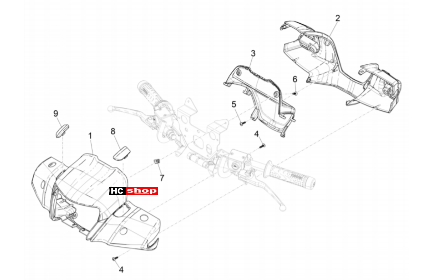 Piaggio Medley 125 4T IE ABS E4 Lenker Deckungen