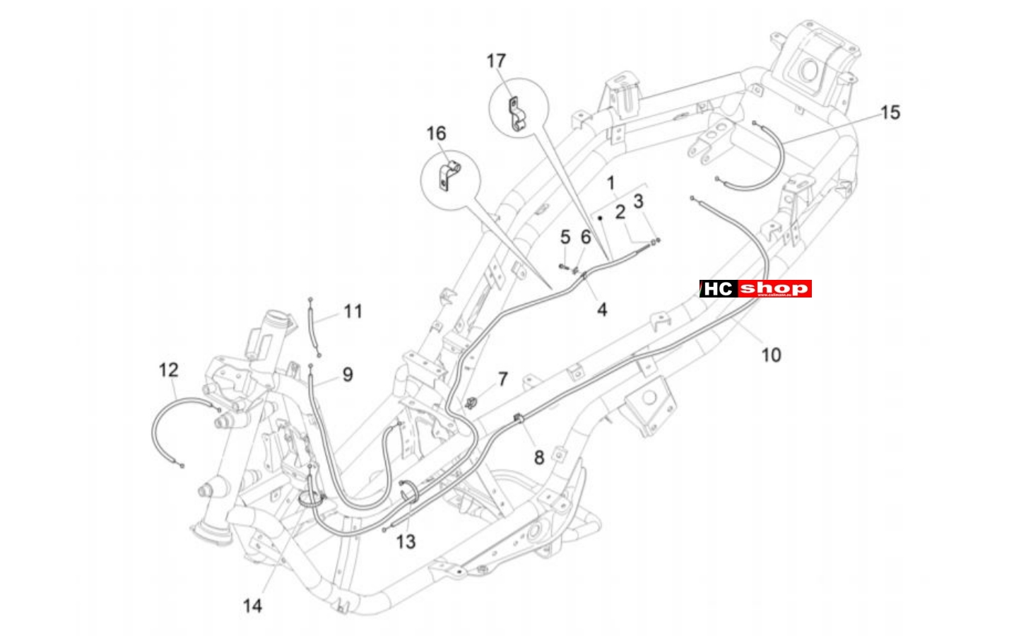 Piaggio MP3 350 Sport E4 ABS Bremsanlage Bowdenzüge