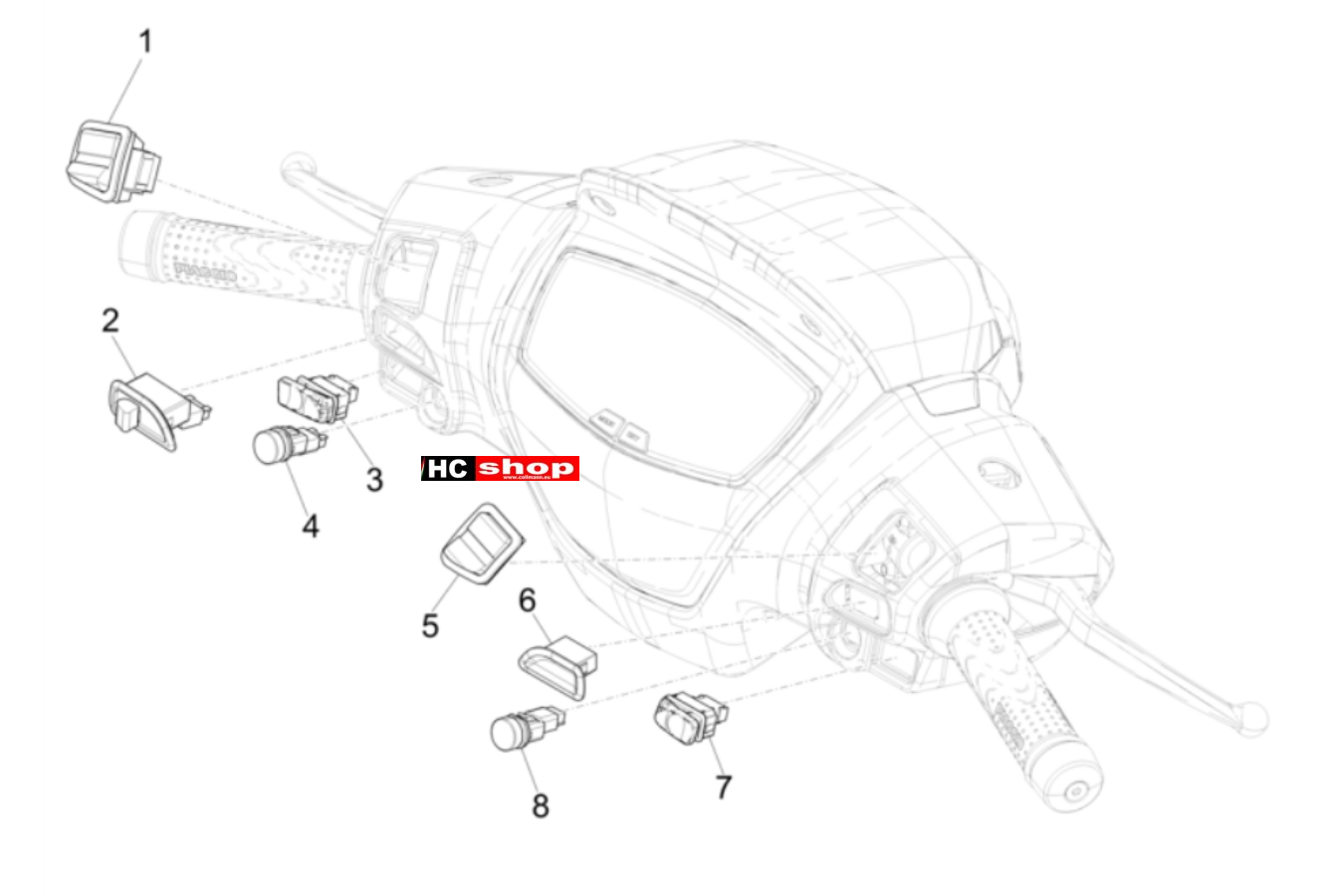 Piaggio Medley 125 4T IE ABS E4 Elektrische Anlage Wechselschalter