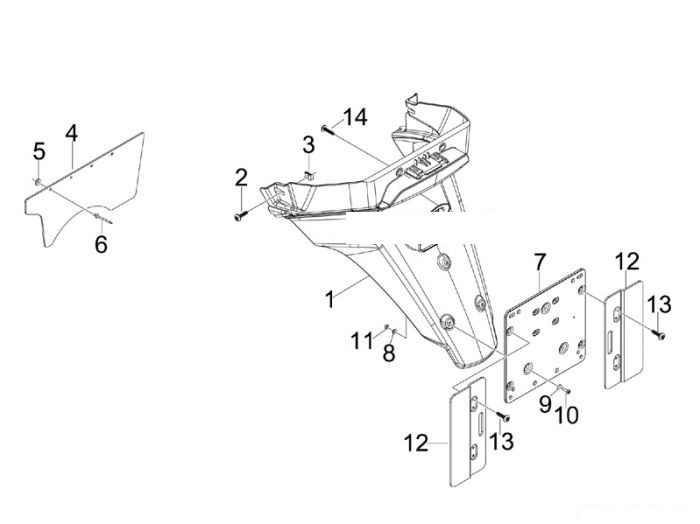 Piaggio Hinterabdeckung - Kotflügellappen X7 300