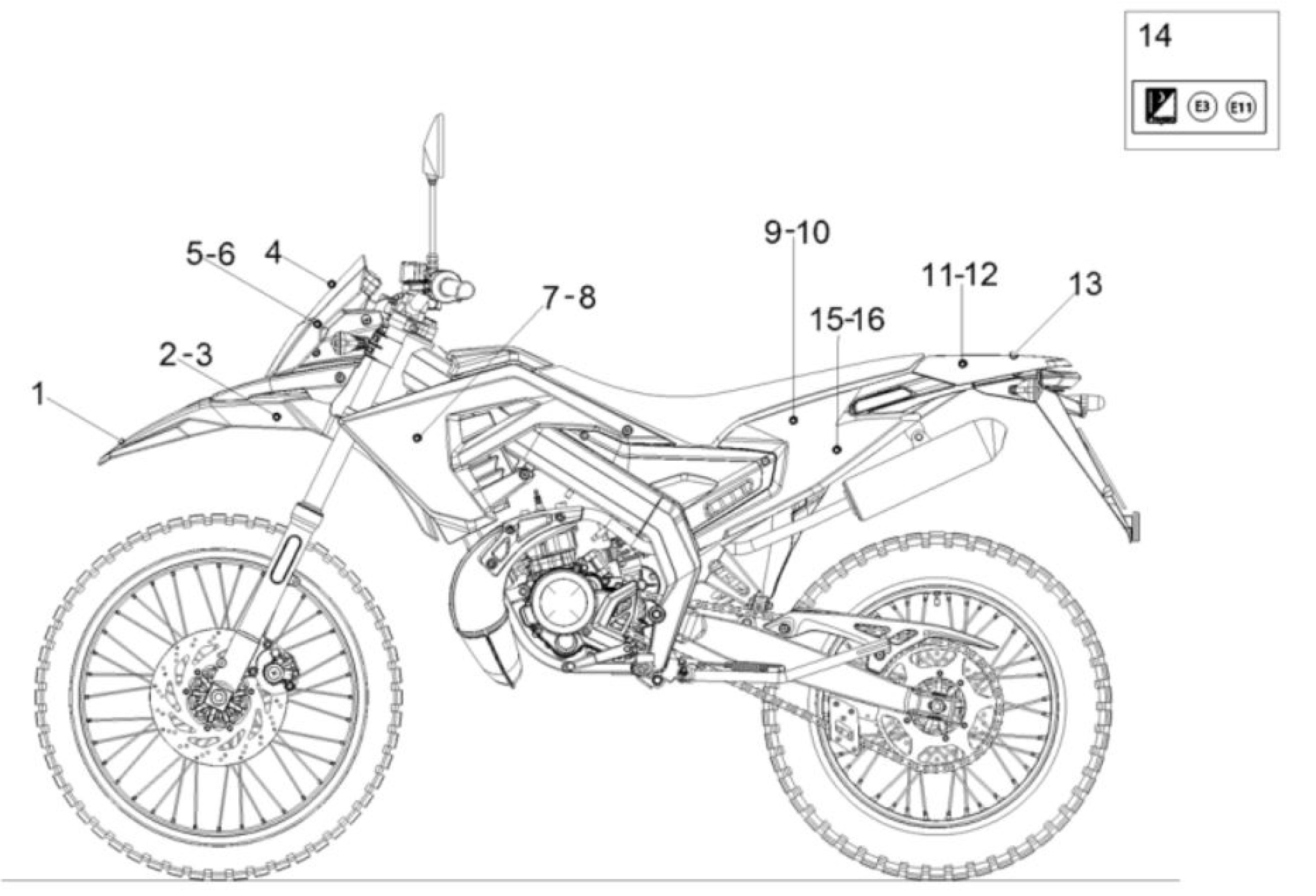 Explosionszeichnung Gilera RCR 50 E4 Dekore