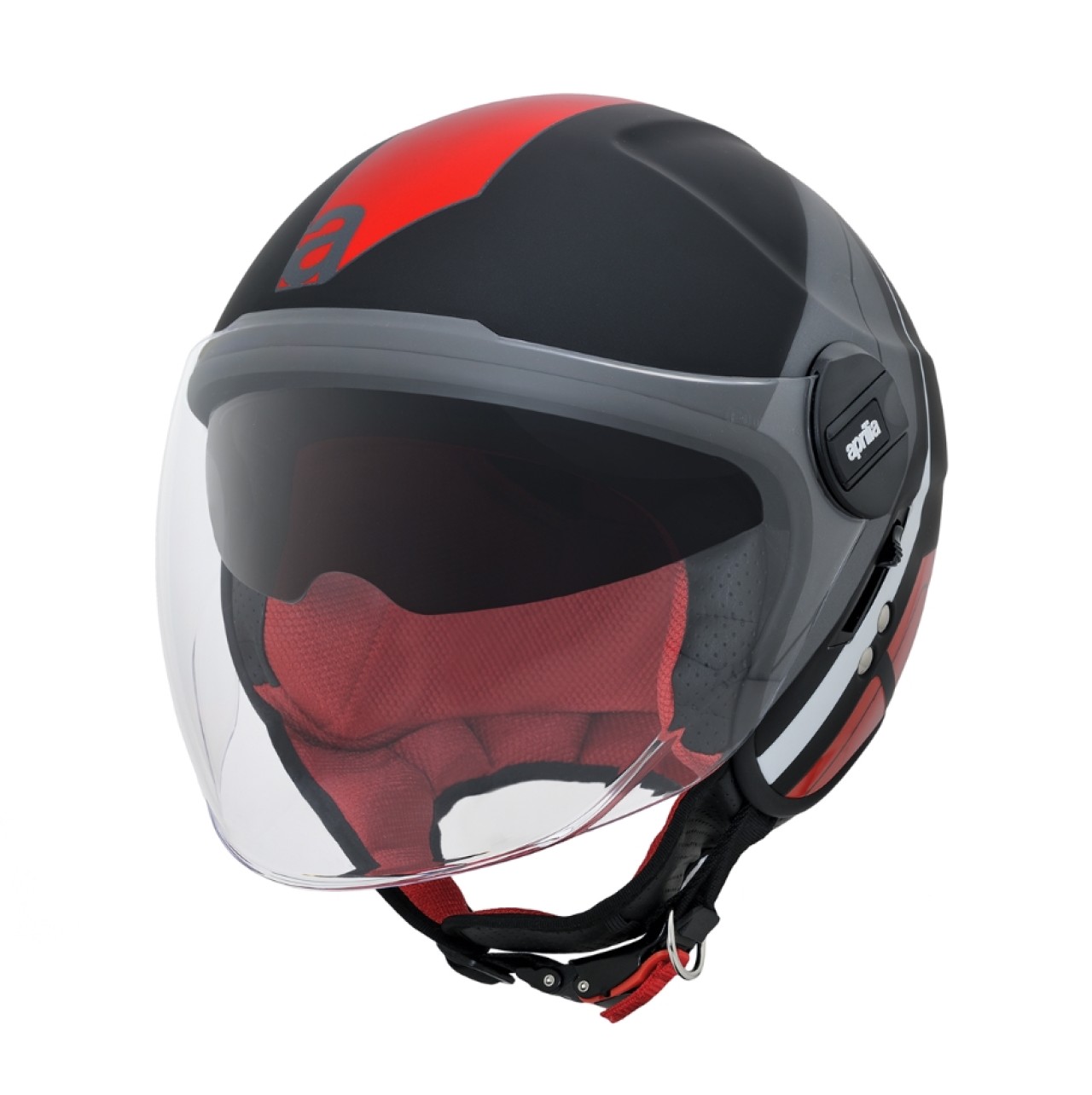 2 - Aprilia Jethelm Demi Jet, A-Jet, schwarz, rot, matt, XS, Thermoplast, ECE 22.06
