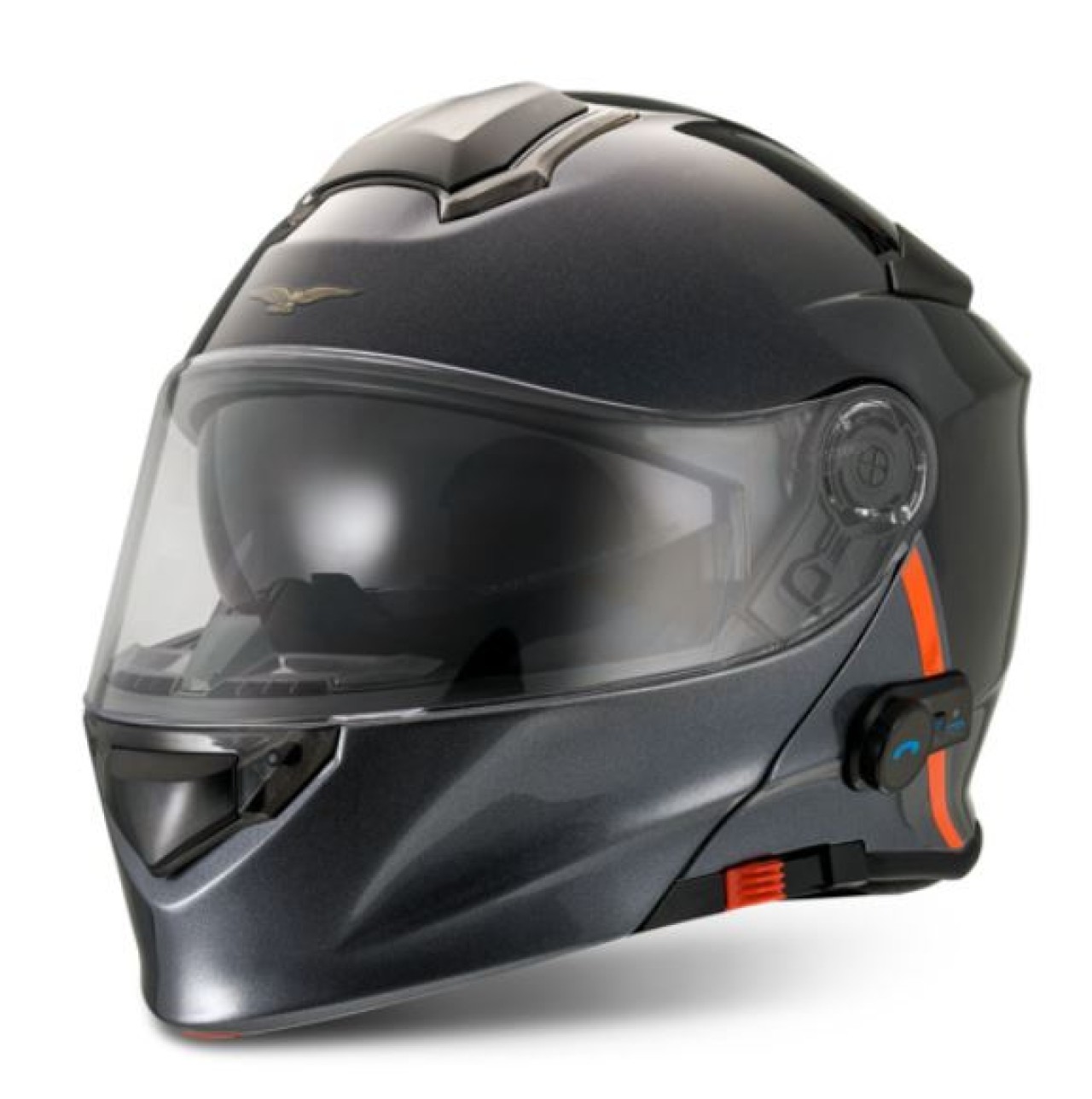Moto Guzzi Klapphelm mit Bluetooth, schwarz glänzend, ECE 22.06