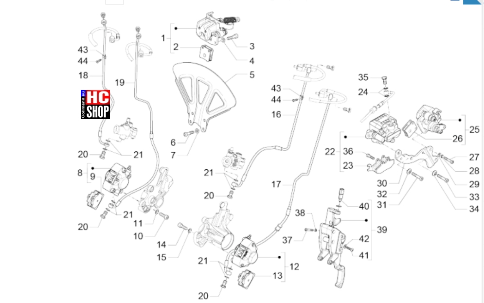 Piaggio MP3 500 Sport Advanced E5 Bremsanlage Bremsschlauchen - Bremszangen (ABS)