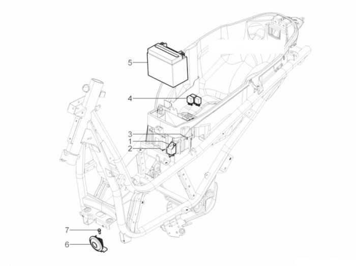 Piaggio Fernschalteren - Batterie - Hupe Beverly 350
