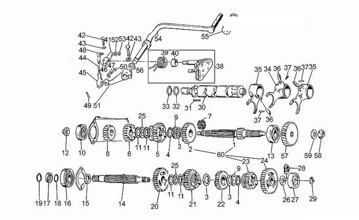 Moto Guzzi V65 Custem Schaltgetriebe