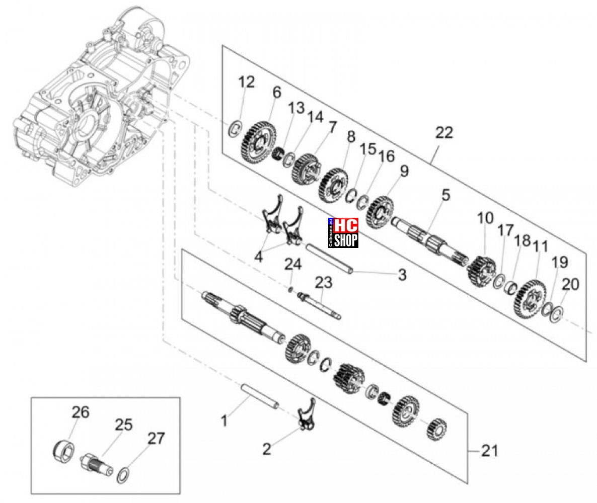 Aprilia RX 125 E5 - Motor - Schaltgetriebe-Zahnräder