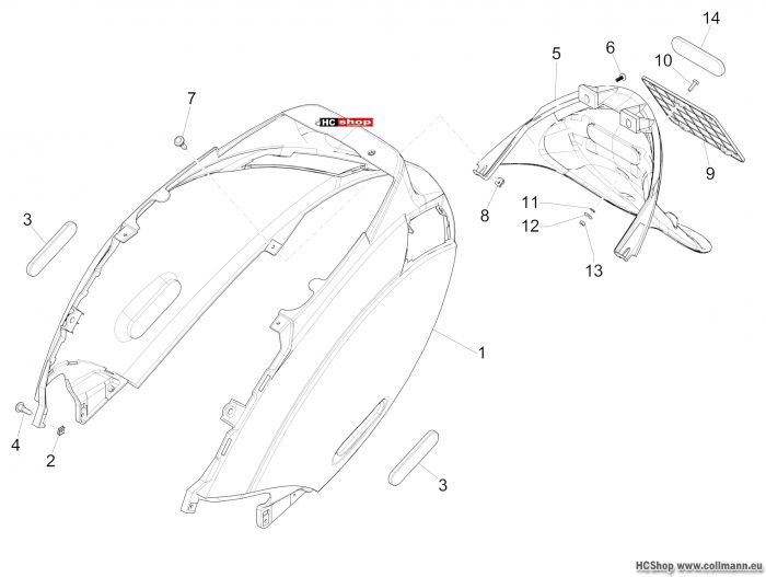 Piaggio Zip 50 SP Hinterabdeckung – Plattchen