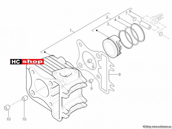 Aprilia Motard 125 Einheit Zylinder-Kolben-Kolbenbolzen