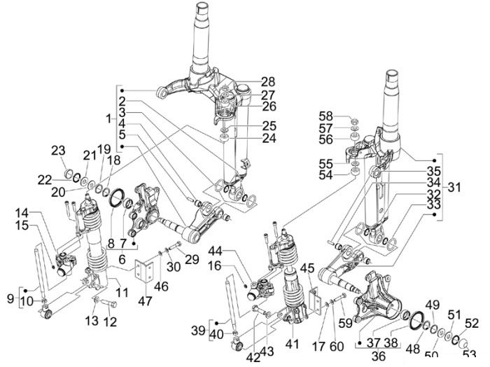 Piaggio Componenti della forcella (Mingxing) MP3 500 LT