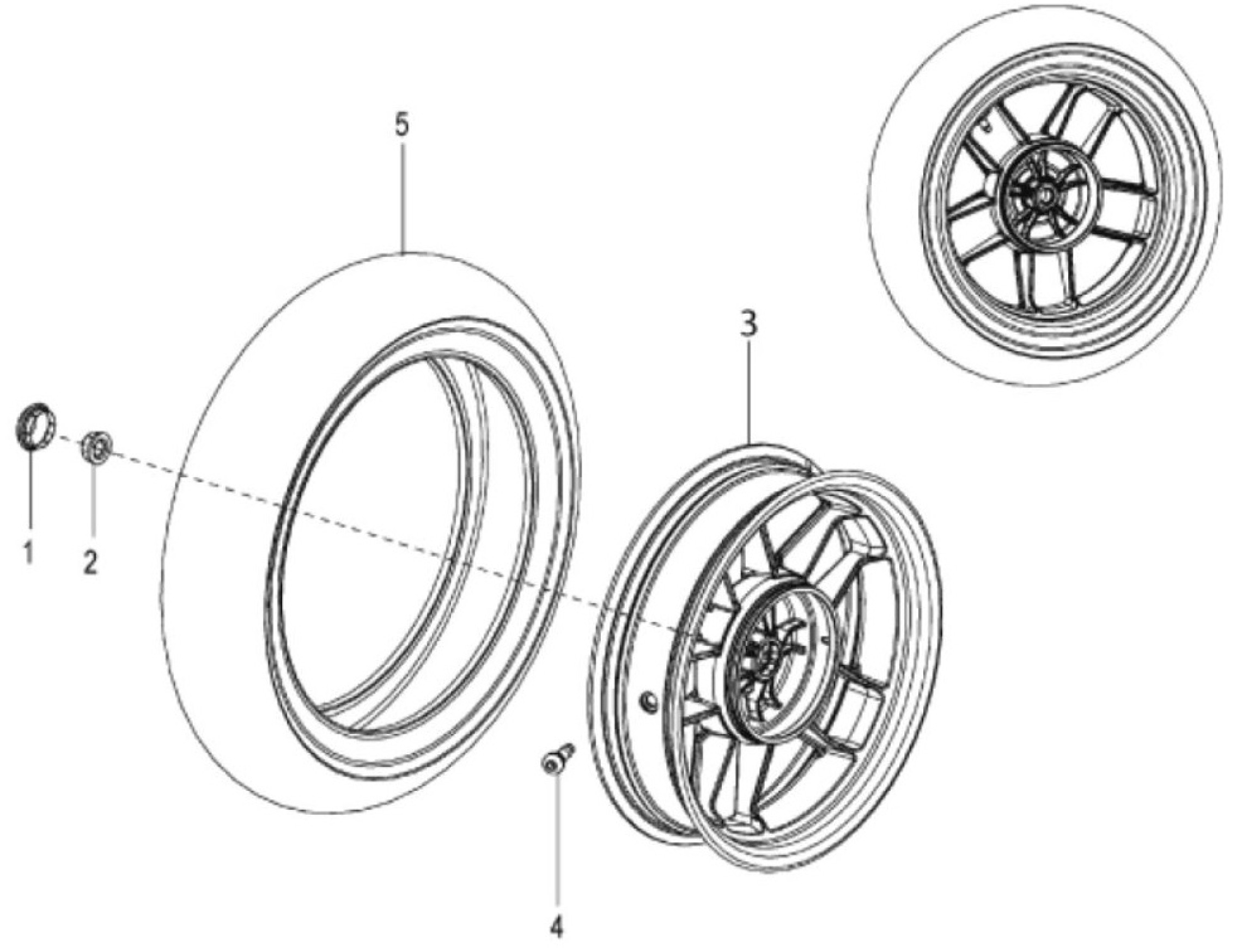Explosionszeichnung Aprilia SR 125 Motard / SR 125/150 / SR Motard 160 Hinterrad