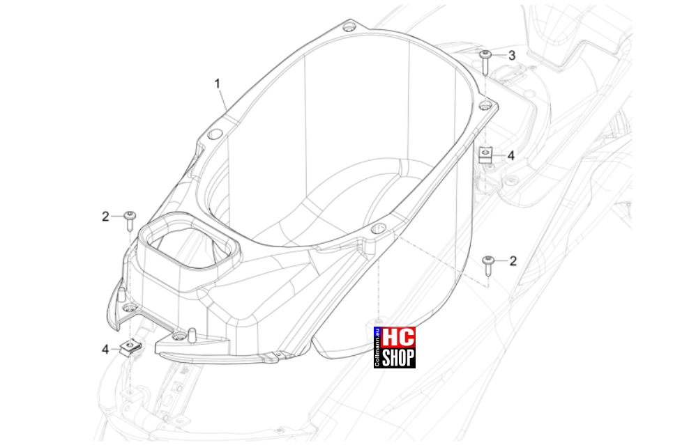 Piaggio Liberty 125 iget E5+ - Fahrgestell-Karosserie - Schutzhelmgehäuse-Untersitz
