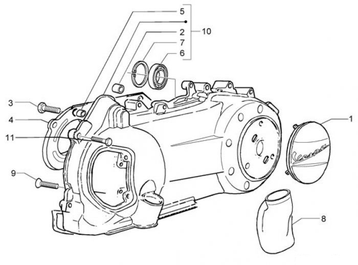 Vespa Kühlung kurbelwellengehäuse Granturismo 200 L
