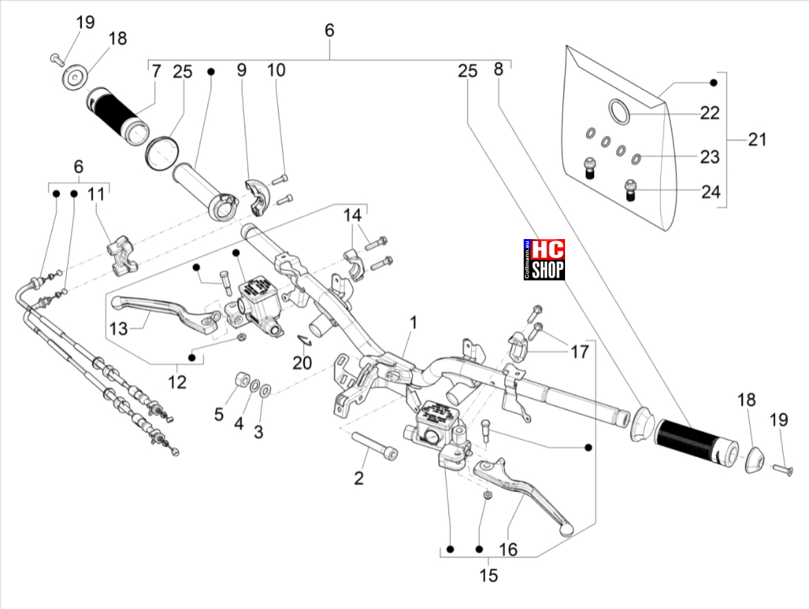 VESPA GTS 300 E5 Lenkung Lenker - Hauptbremszylinder