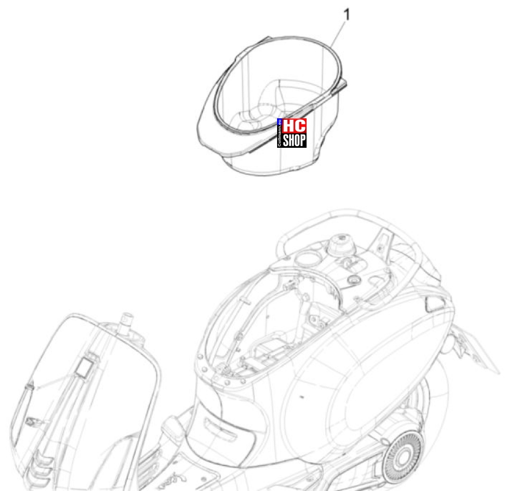 Vespa Elettrica 70KmH E5 Karosserie - Helmfach