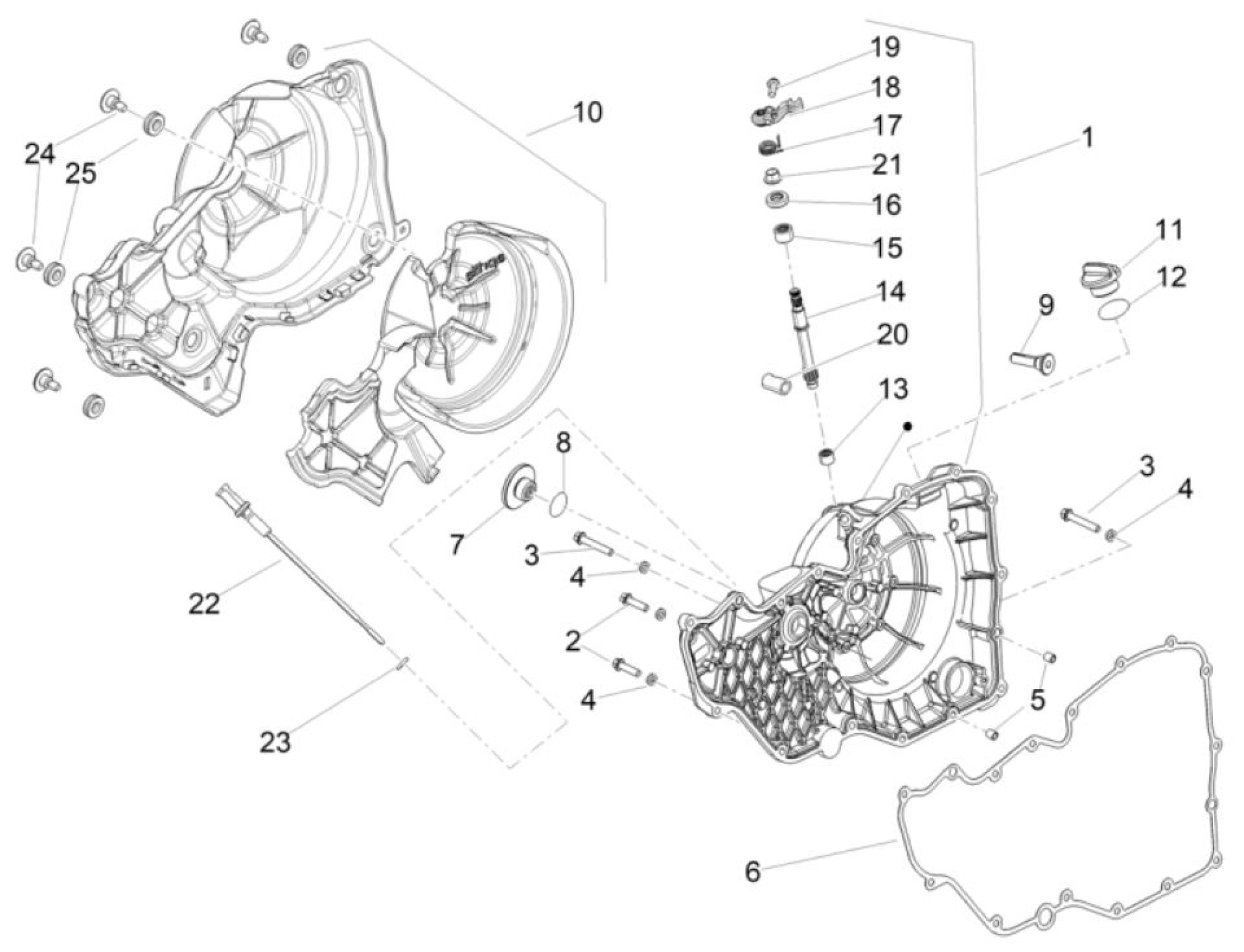 Explosionszeichnung Aprilia RSV4 1100 E5+ / RSV4 1100 Factory E5+ Kupplungsdeckel