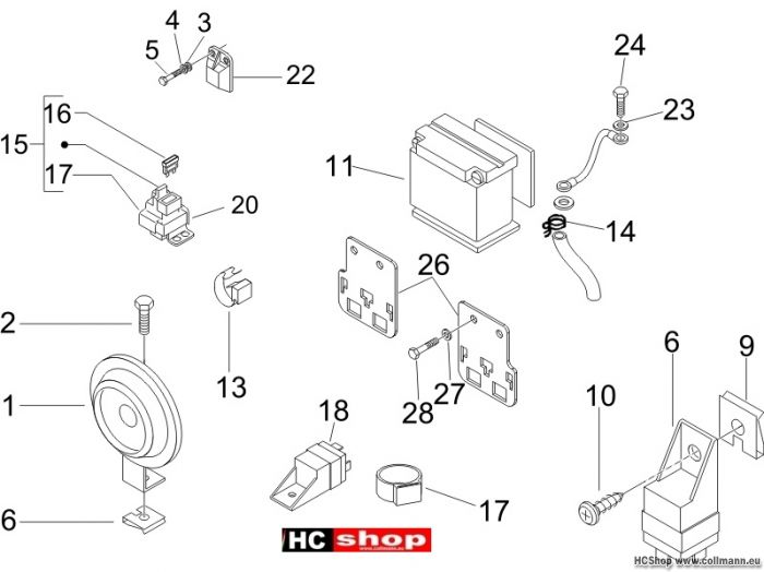 Piaggio Fernschalteren - Batterie - Hupe X8 400