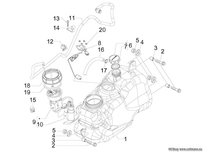 Piaggio Benzintank MP3 125 Ibrido