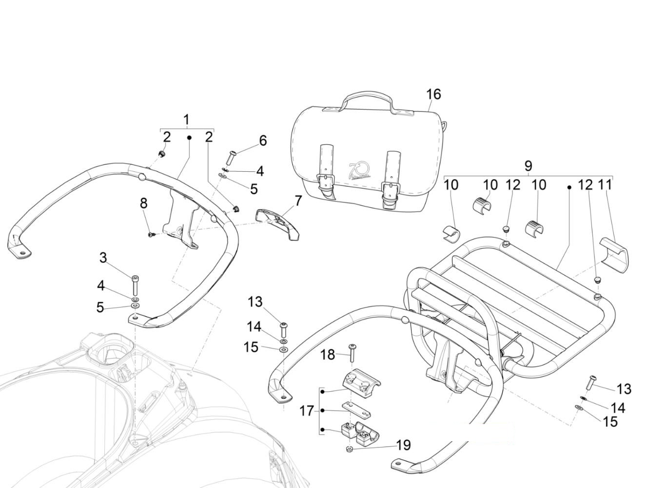 Vespa GTS 125 Super E3 Gepäckträger