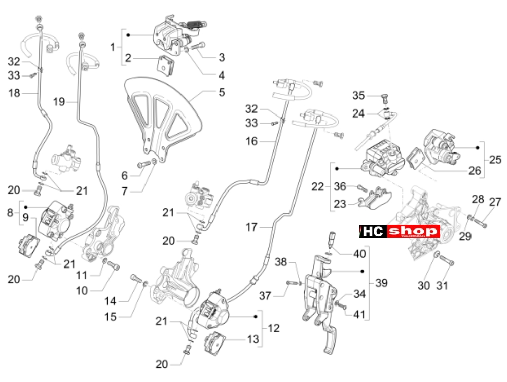 PIAGGIO MP3 300 HPE - 300 HPE SPORT BREMSANLAGE Bremschlauchen - Bremszangen