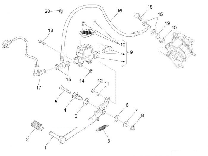 Aprilia RS4 50 SBK Hinterradbremspumpe