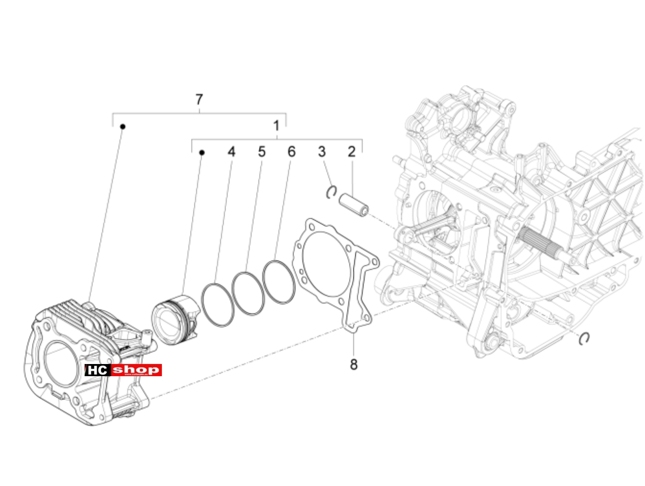 Piaggio Liberty iGet 125 4T 3V - Motor Einheit Zylinder