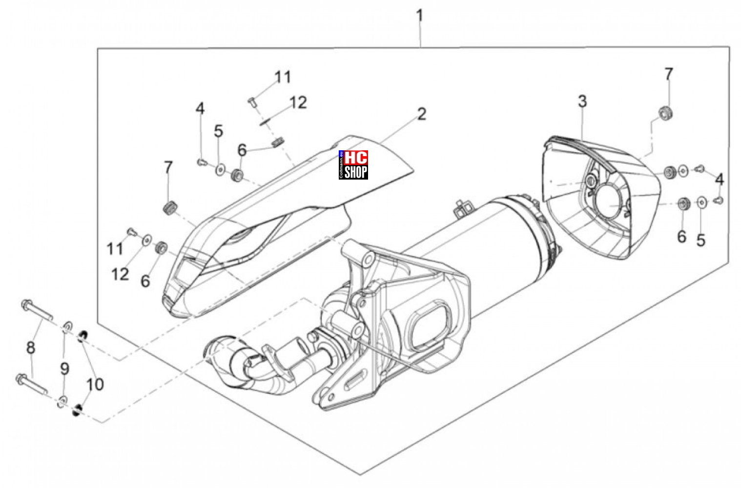 1 - Muffler mit Schutz