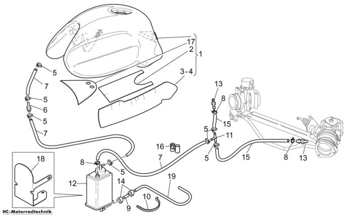 Moto Guzzi Benzindampfrückf. V 11 Cafè Ballabio 1100