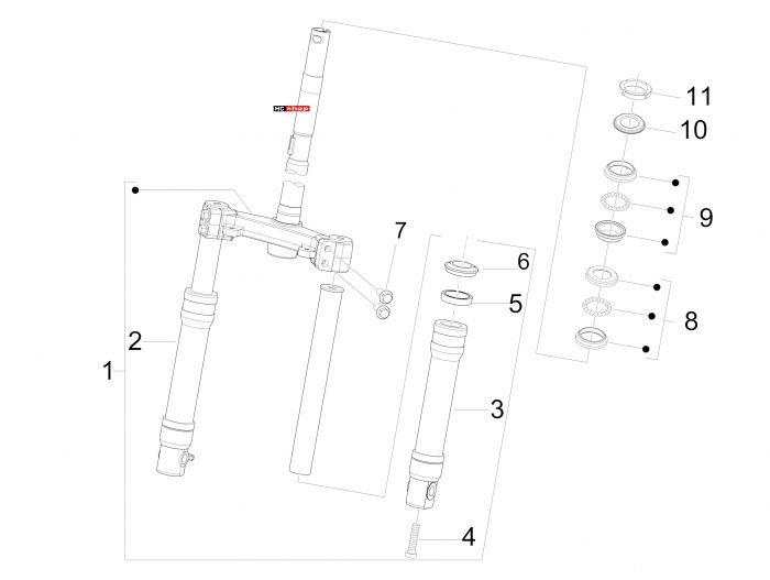 1 - Vorderradgabel komplett Wuxi top